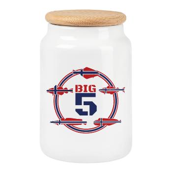 Norwegian Big 5 I Angeln Geschenk Dorsch Heilbutt - Keksdose mit Holzdeckel - Weiß - Vorne