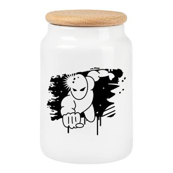 Graffiti de super-héros - Boîte à biscuits avec couvercle en bois - blanc - Devant