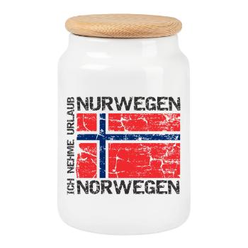 I'm taking vacation only because of Norway flag - Cookie Jar with Wooden Lid - white - Front