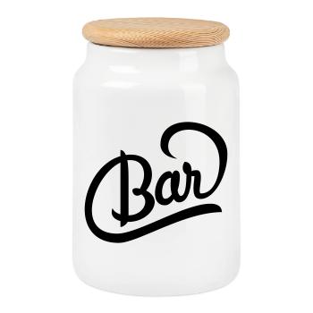 Tolles Logo für Getränkekarte einer Bar - Keksdose mit Holzdeckel - Weiß - Vorne