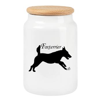 Foxterrier - Keksdose mit Holzdeckel - Weiß - Vorne