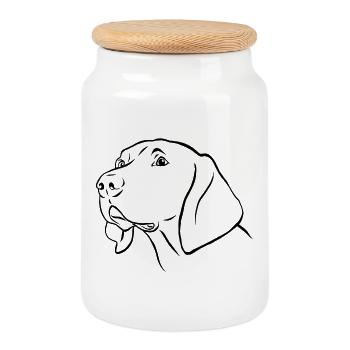 Portrait de Weimaraner - Boîte à biscuits avec couvercle en bois - blanc - Devant