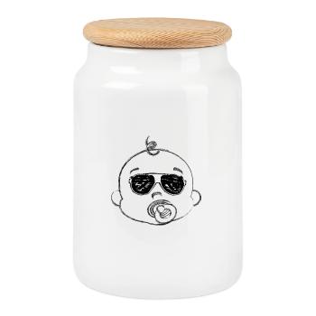 Idée cadeau, drôle, famille, bébé, fun, cool, Noël - Boîte à biscuits avec couvercle en bois - blanc - Devant