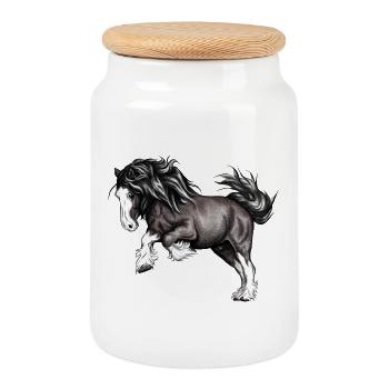 Puissance de cheval - Boîte à biscuits avec couvercle en bois - blanc - Devant