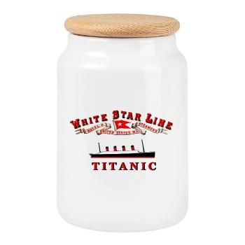 TITANIC WHITE STAR LINE - Keksdose mit Holzdeckel - Weiß - Vorne