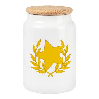 Laurel wreath star starlet congratulations - Cookie Jar with Wooden Lid - white - Front