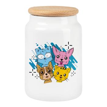 enfants - Boîte à biscuits avec couvercle en bois - blanc - Devant