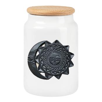 Soleil et lune des Inca - Boîte à biscuits avec couvercle en bois - blanc - Devant