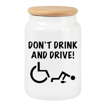 Ne buvez pas si vous allez rouler avec votre fauteuil roulant * - Boîte à biscuits avec couvercle en bois - blanc - Devant