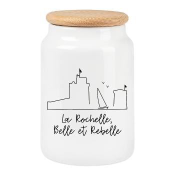 La Rochelle design noir by Nicolas Poitevin - Boîte à biscuits avec couvercle en bois - blanc - Devant