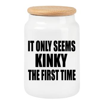 Il ne se sent que la première fois kinky, se sent kinky # - Boîte à biscuits avec couvercle en bois - blanc - Devant