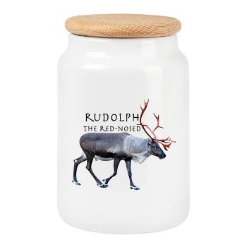 Rudolph - Boîte à biscuits avec couvercle en bois - blanc - Devant
