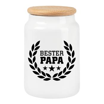 Bester Papa - Keksdose mit Holzdeckel - Weiß - Vorne