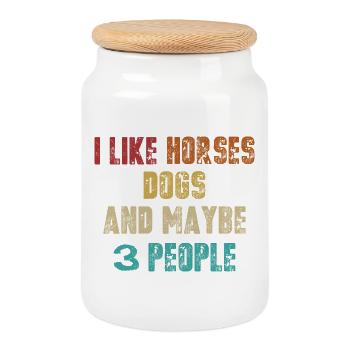 Humorous dog lover motif - Cookie Jar with Wooden Lid - white - Front