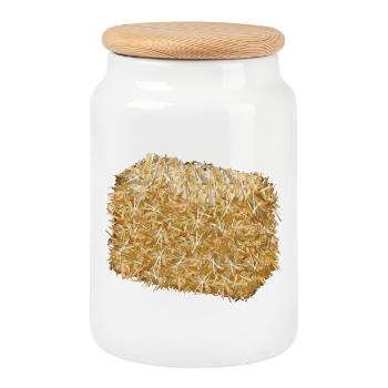 une balle de paille aux couleurs dorées chatoyantes - Boîte à biscuits avec couvercle en bois - blanc - Devant
