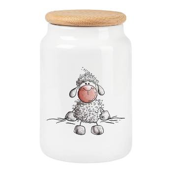 Little Sheep I Funny Sheep I Fun - Cookie Jar with Wooden Lid - white - Front