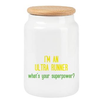 I'm An Ultra Runner - What's Your Superpower - Cookie Jar with Wooden Lid - white - Front