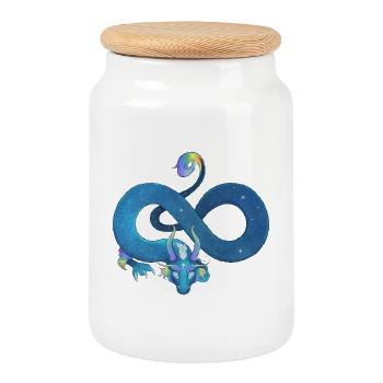 Blue Ink Spirits - Infinite Rainbow Blue Dragon - Cookie Jar with Wooden Lid - white - Front