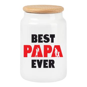 Bester Papa aller Zeiten - Keksdose mit Holzdeckel - Weiß - Vorne