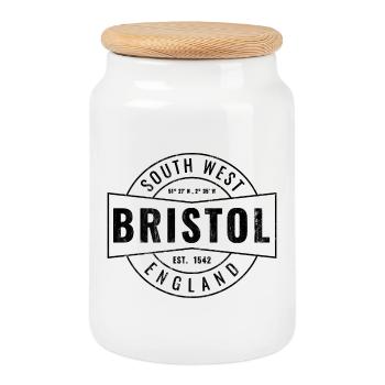 Emblème vintage du sud-ouest de Bristol - Boîte à biscuits avec couvercle en bois - blanc - Devant