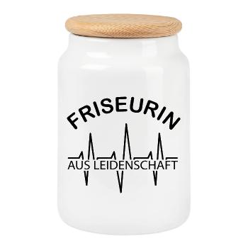 Friseurin aus Leidenschaft Herzschlag Puls Symbol - Keksdose mit Holzdeckel - Weiß - Vorne