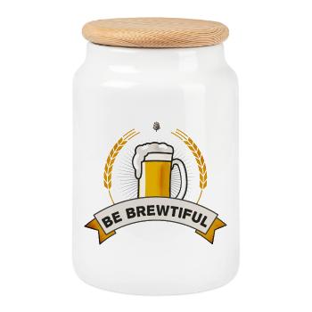 bier maas krug prost brauen craftbeer saufen mann - Keksdose mit Holzdeckel - Weiß - Vorne
