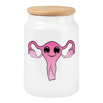 Cuterus Kawaii Uterus - Cookie Jar with Wooden Lid - white - Front