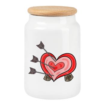 Flèches avec cible cardiaque - Boîte à biscuits avec couvercle en bois - blanc - Devant