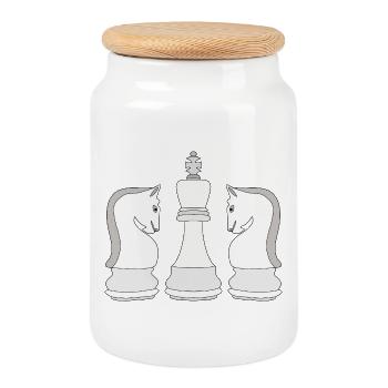 Échecs - Boîte à biscuits avec couvercle en bois - blanc - Devant
