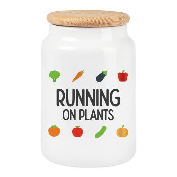 Courir sur les plantes - Boîte à biscuits avec couvercle en bois - blanc - Devant