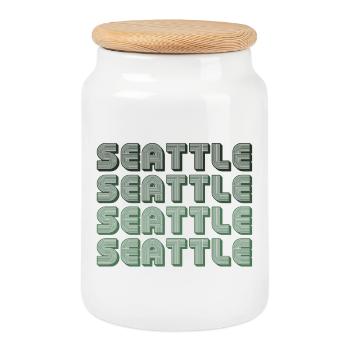 Seattle Blockgrid Pattern - Cookie Jar with Wooden Lid - white - Front