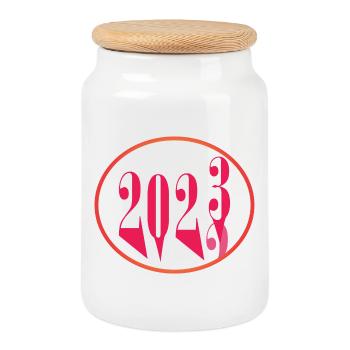 2022 2023 - Keksdose mit Holzdeckel - Weiß - Vorne