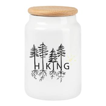 Hiking - Wandern, Wald, Bäume - Naturliebhaber! - Keksdose mit Holzdeckel - Weiß - Vorne
