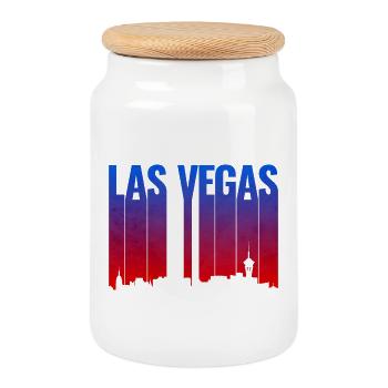Las Vegas Gradient Skyline Silhouette - Boîte à biscuits avec couvercle en bois - blanc - Devant