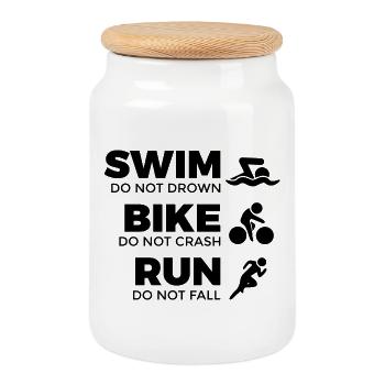 Quote Triathlete - Cookie Jar with Wooden Lid - white - Front
