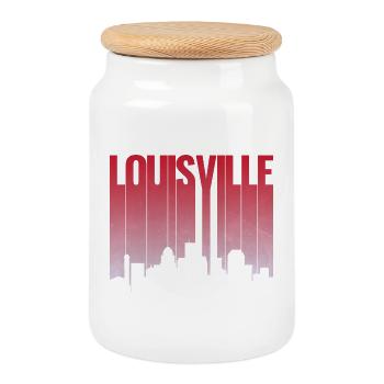 Louisville Skyline Gradient Silhouette - Keksdose mit Holzdeckel - Weiß - Vorne