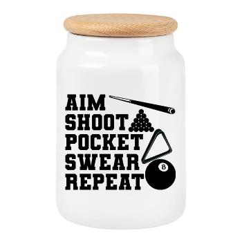 Aim Shoot Sink Repeat - Cookie Jar with Wooden Lid - white - Front