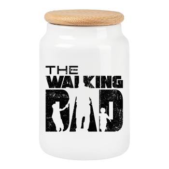 The walking dad - Cookie Jar with Wooden Lid - white - Front