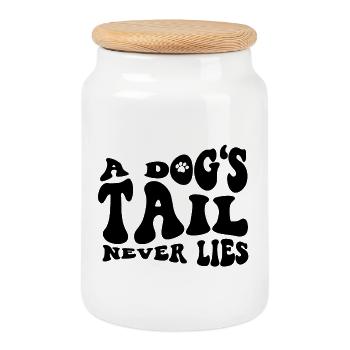 A Dog's Tail Never Lies - Cookie Jar with Wooden Lid - white - Front