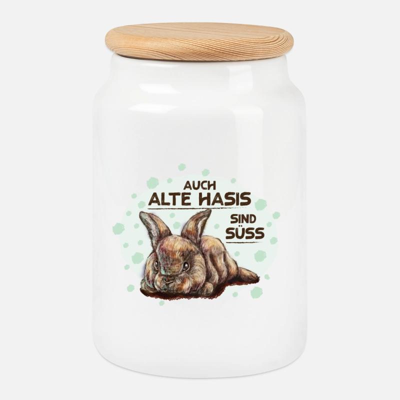 Alter Hase - Keksdose mit Holzdeckel - Weiß