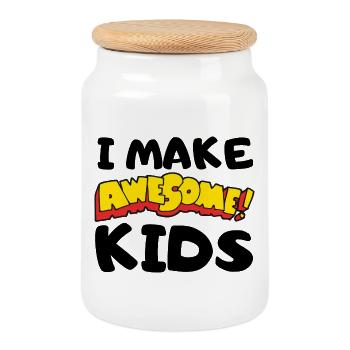 Comic Exclamations Awesome Lettering - Cookie Jar with Wooden Lid - white - Front