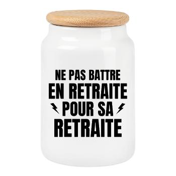 retraite, réforme des retraites, retraitée - Boîte à biscuits avec couvercle en bois - blanc - Devant