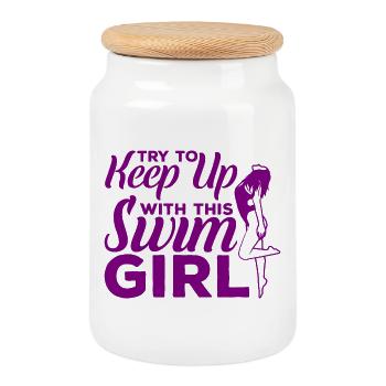 Girls Swimmers - Cookie Jar with Wooden Lid - white - Front