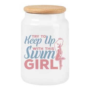 Swimmer - Cookie Jar with Wooden Lid - white - Front