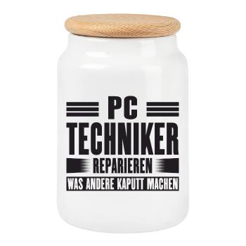 Servicetechniker Support Lösung Spruch Service PC - Keksdose mit Holzdeckel - Weiß - Vorne