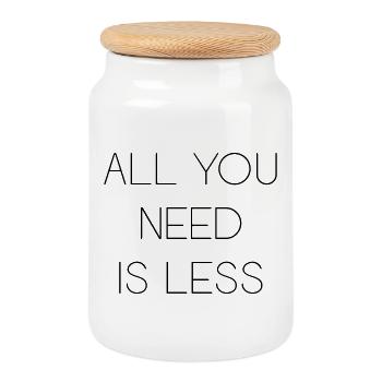 Minimalismus - Alles, was Sie brauchen, ist weniger - Keksdose mit Holzdeckel - Weiß - Vorne