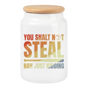 Baseball Joke - Cookie Jar with Wooden Lid - white - Front