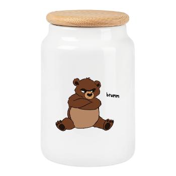 Grumbler - Cookie Jar with Wooden Lid - white - Front