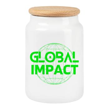 mère nature, planète terre, Global impaci - Boîte à biscuits avec couvercle en bois - blanc - Devant