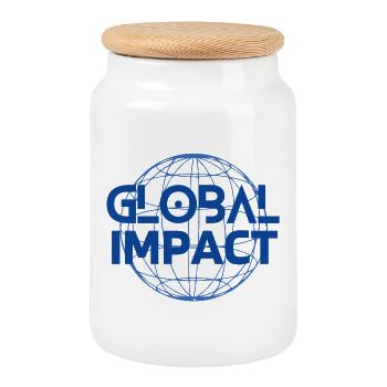 Planet Earth, Mother Nature, save the planet - Cookie Jar with Wooden Lid - white - Front